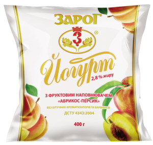 Йогурт питний ЗАРОГ абрикос-персик, 2,8%, 400 г